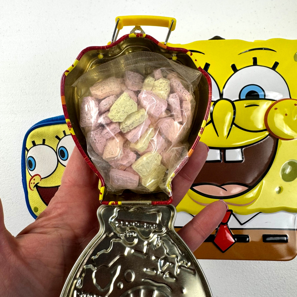 Vintage SpongeBob Containers Early 2000s, Lot of 3, Two Tin and One Fabric, Y2K - Picture 8 of 8